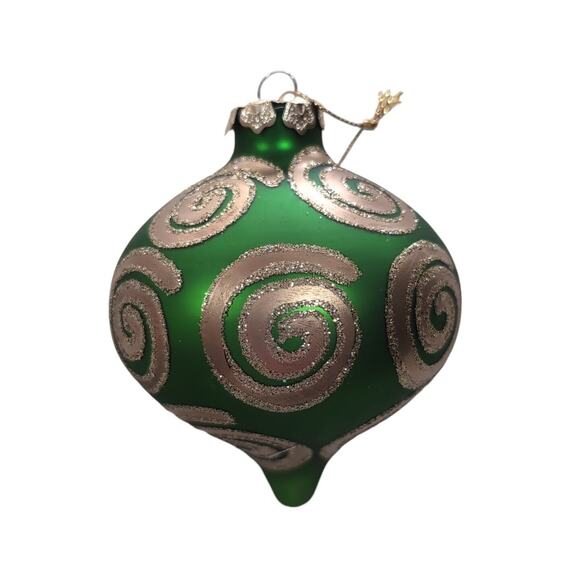 Christmas Ornaments Lot Of 4‎ Satin Finish Glass Onion Large Gold Green Purple - Picture 2 of 5